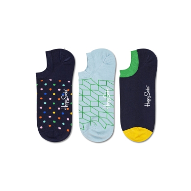 Happy Socks Skarpetki No Show Sneaker Dot niebieskie - 3 pary